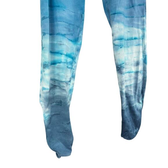 HARD TAIL Forever 90s Foldover Waist Blue Dyed Stirrup Leggings Size L - Picture 3 of 8